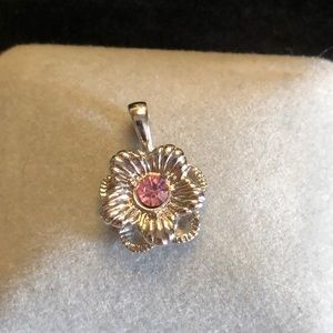 S. Fini sterling flower pendant with pink stone